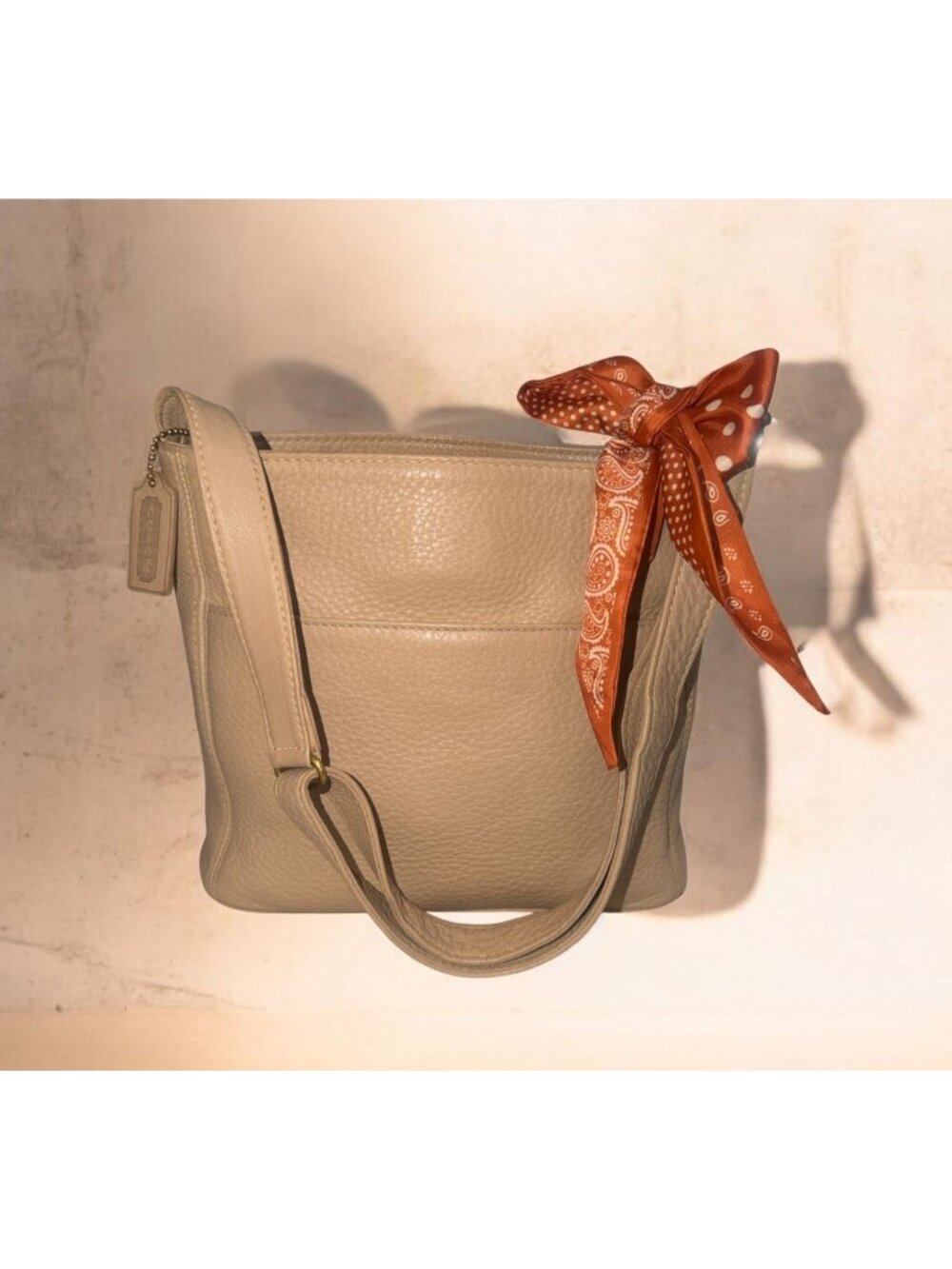 VTG Coach Sonoma Pocket Zip Crossbody 4924 Wheat Natural Grain Leather 90s USA - Picture 1 of 11